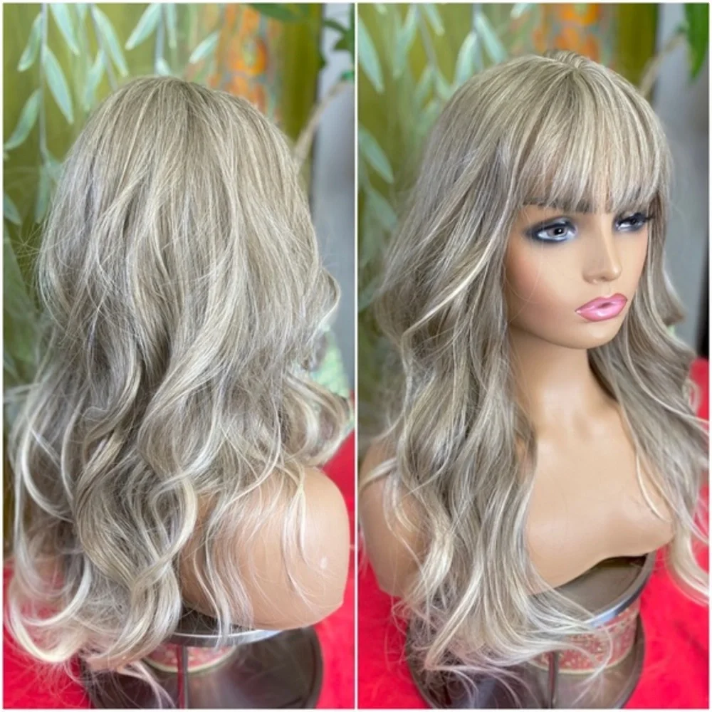 icy ash silver blonde balayage wig